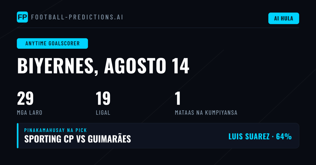 Pinakamahusay na Anytime Goalscorer Picks para sa 14 Aug 2026