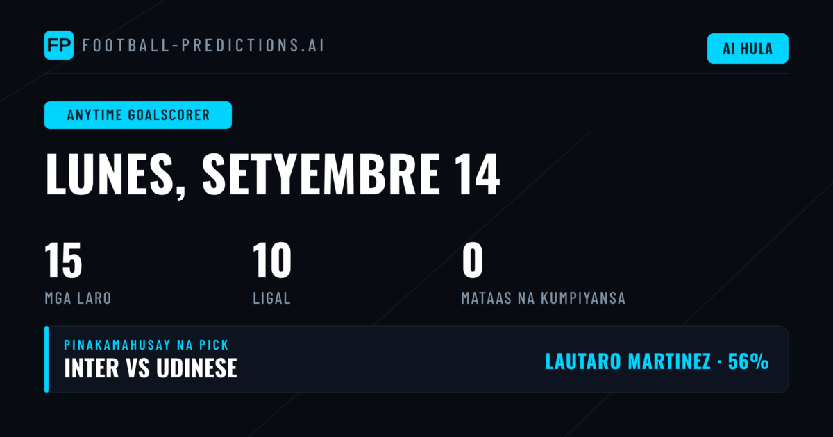 Panimula: Mga Anytime Goalscorer Pick para sa 14 Sep 2026
