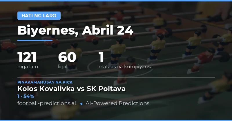 Halimbawa ng Half Time Result Predictions para sa 24 Apr 2026