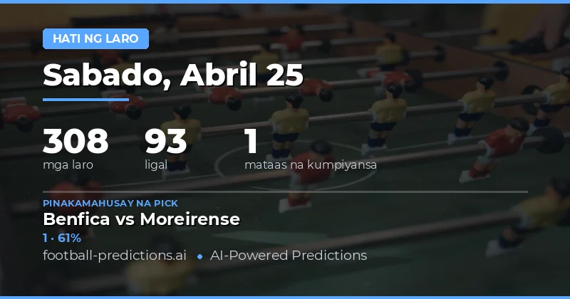 Half Time Result Predictions para sa 25 Apr 2026