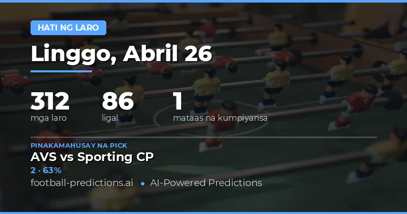 Half Time Result Predictions para sa 26 Apr 2026