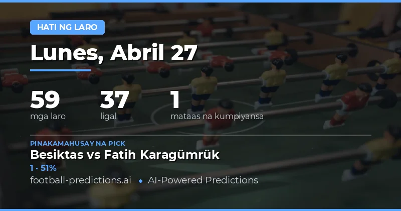 Mga Half Time Result Predictions para sa 27 Abril 2026