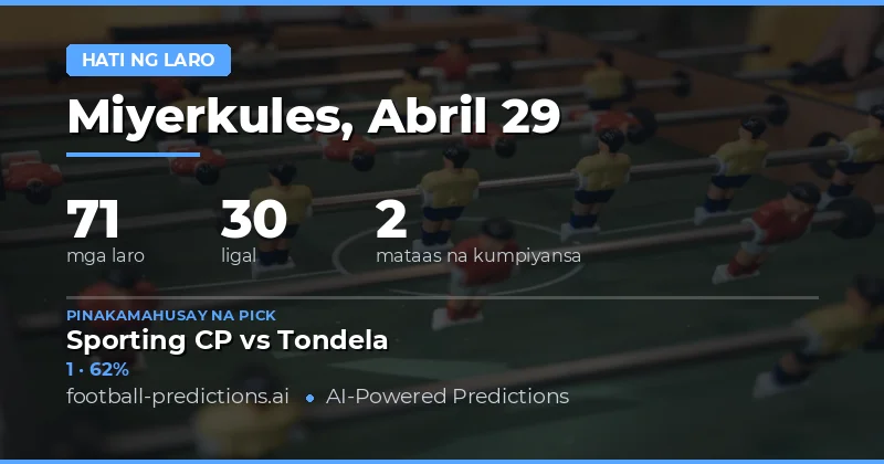 Mga Half Time Result Predictions para sa 29 Abril 2026