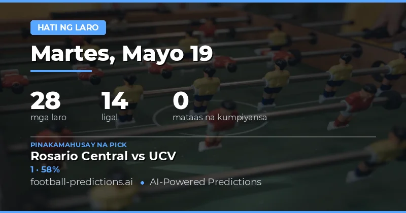 Mga Taya para sa Half Time Results noong 19 Mayo 2026