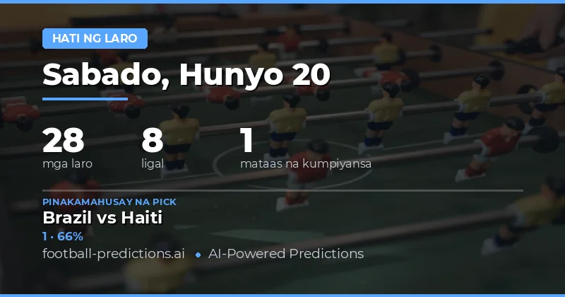 Top HT/FT Picks para sa 20 Hunyo 2026