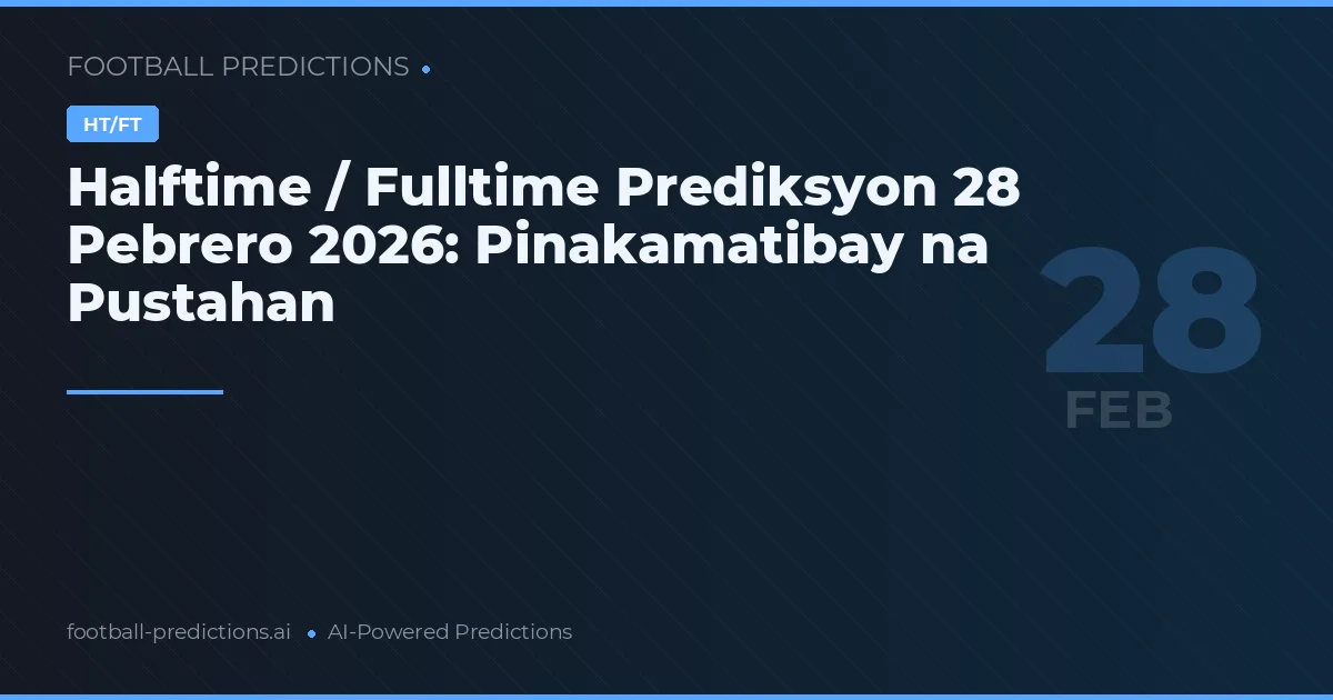 Halftime / Fulltime Prediksyon 28 Pebrero 2026: Pinakamatibay na Pustahan