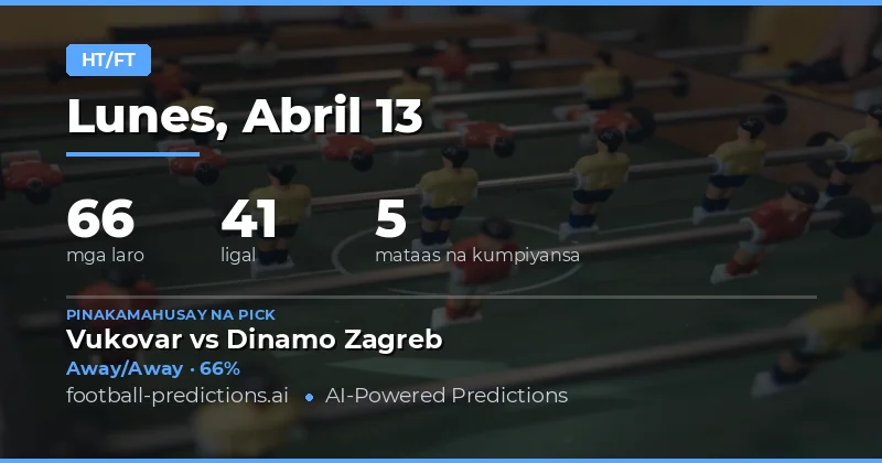 Mga Pagtataya sa Halftime / Fulltime para sa 13 Abril 2026