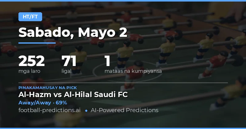 Mga Half Time / Full Time Predictions para sa 2 May 2026