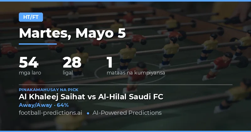 Mga Half Time / Full Time Predictions para sa 5 May 2026