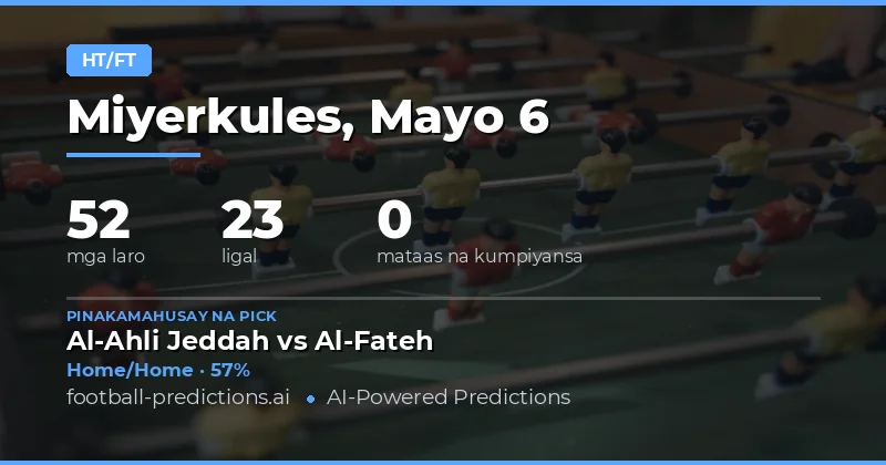 Mga Detalyadong Half Time / Full Time Predictions para sa 6 May 2026
