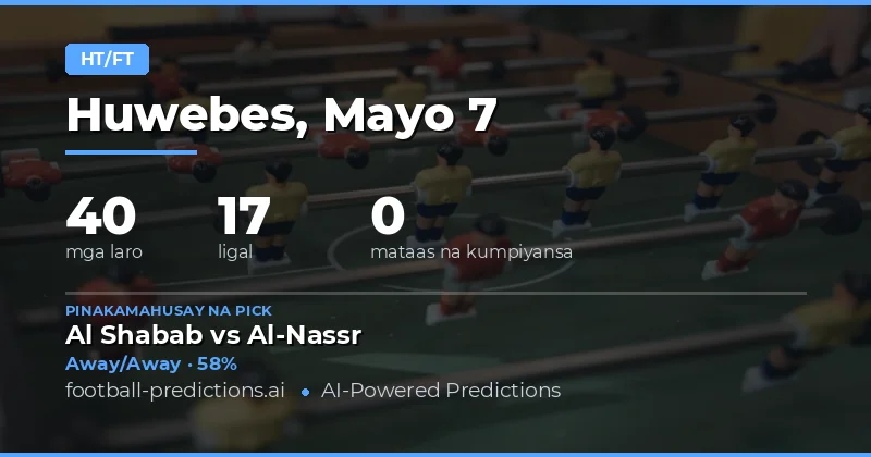 Panimula sa Half Time / Full Time Predictions para sa 7 May 2026