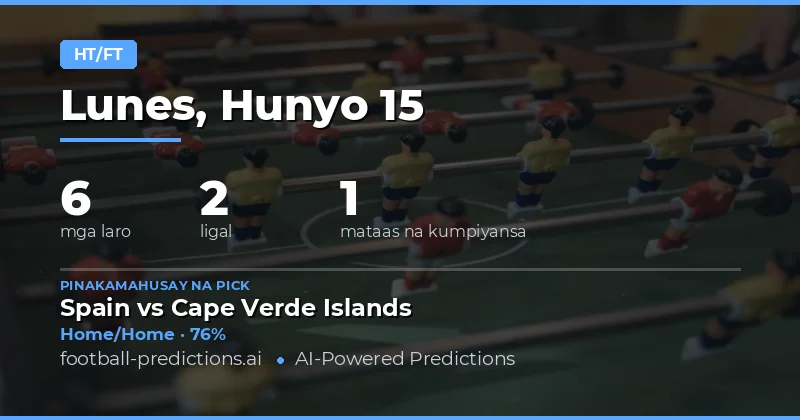 Nangungunang HT/FT Picks para sa 15 Hunyo 2026