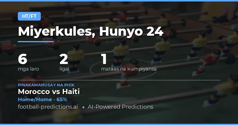 Pinakamahusay na HT/FT Picks para sa 24 Hun 2026