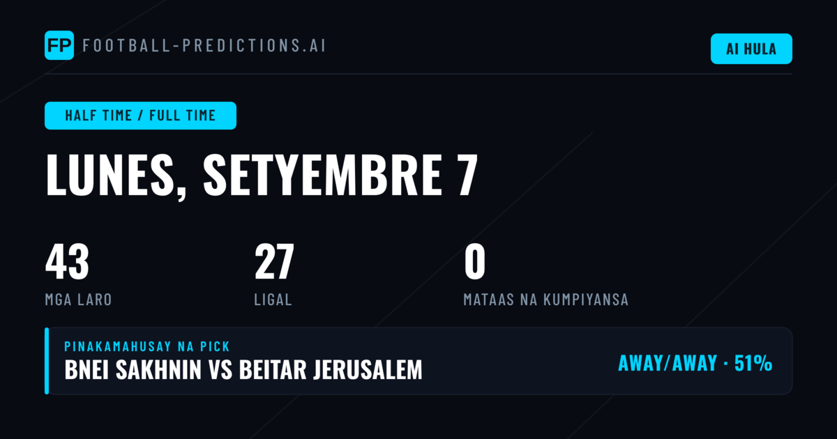 Panimula sa HT/FT Predictions ngayong Season