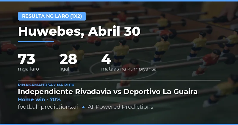 Panimula sa Mga 1X2 Predictions para sa 30 Abril 2026