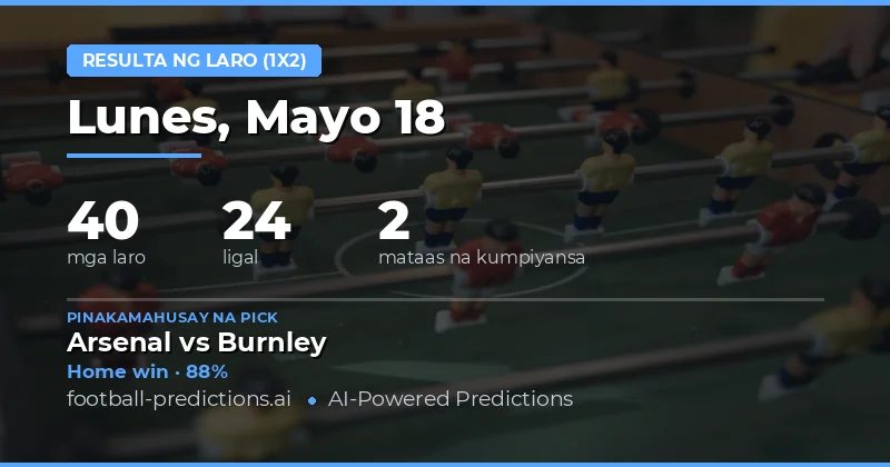 Pangkalahatang Pagsusuri sa 1X2 Predictions para sa 18 Mayo 2026