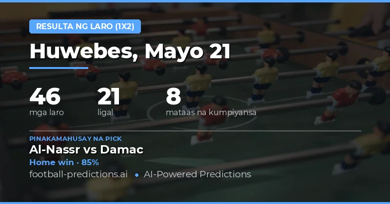 Pangunahing Pananaw sa 1X2 Predictions para sa 21 Mayo 2026