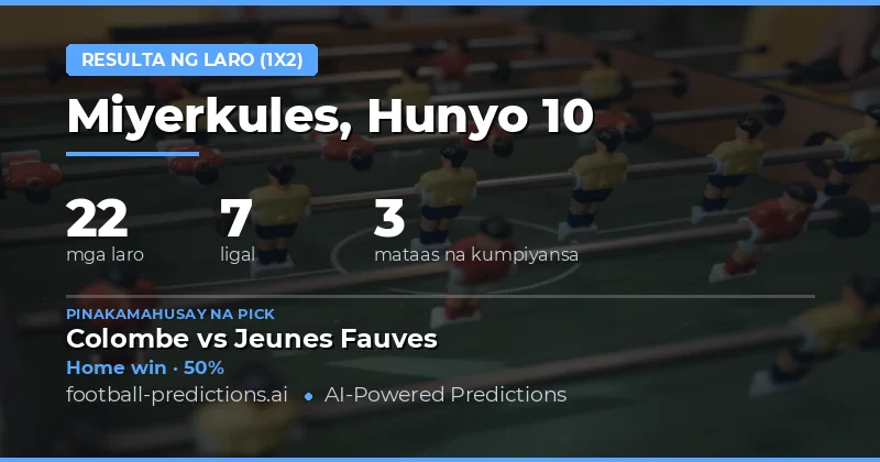 Pinakamahusay na Pili ng Resulta ng Labas (1X2) para sa 10 Hunyo 2026
