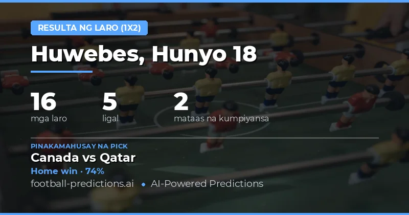 Pinakamahusay na 1X2 Picks para sa 18 Hun 2026