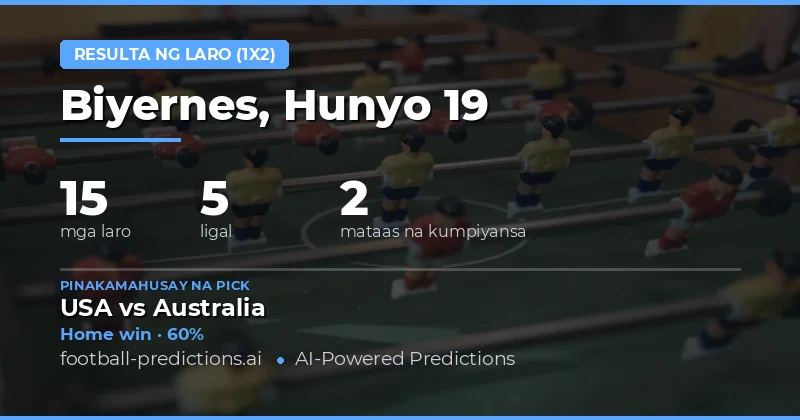 Pinakamahusay na 1X2 Picks (19 Hunyo 2026)