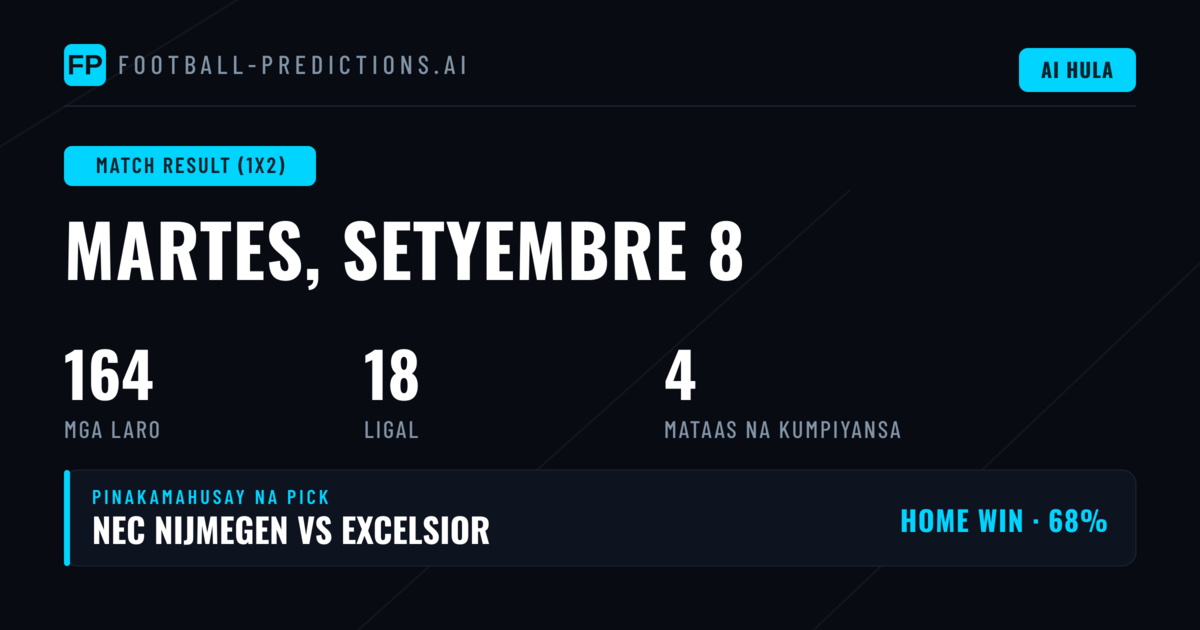 Pinakamahusay na 1X2 Picks (8 Sep 2026)