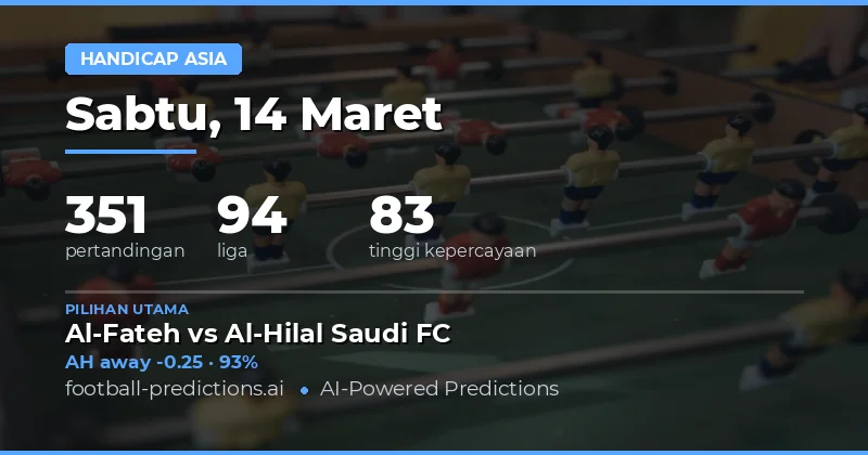 Asian Handicap prediksi 14 Maret 2026