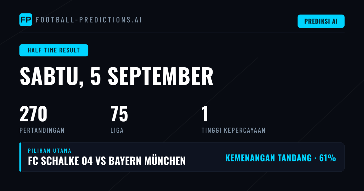 Top HT/FT Picks untuk 5 Sep 2026