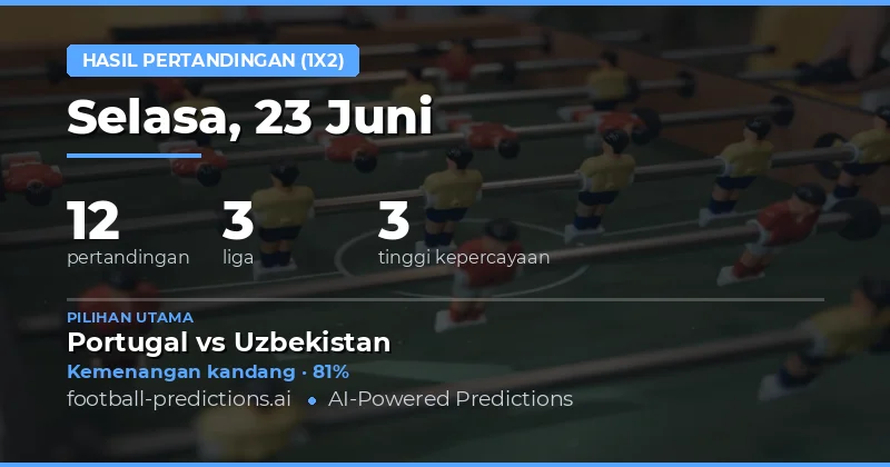 Pilihan 1X2 Utama (23 Jun 2026)