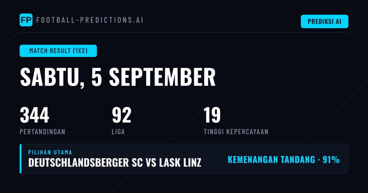 Top Pick 1X2 untuk 5 Sep 2026