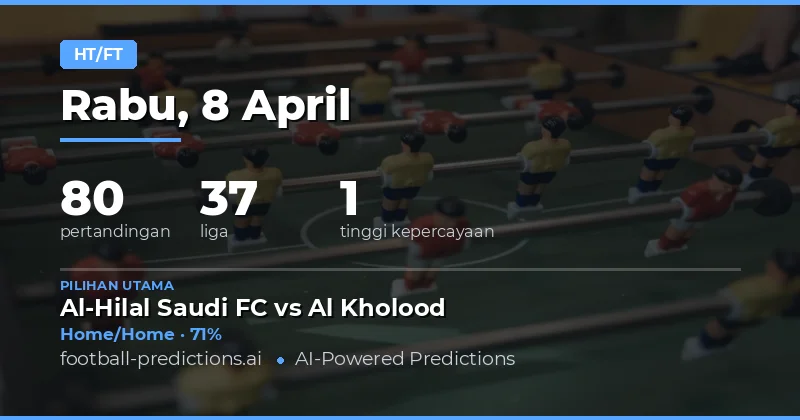 Prediksi Half Time/Full Time Pada 8 April 2026