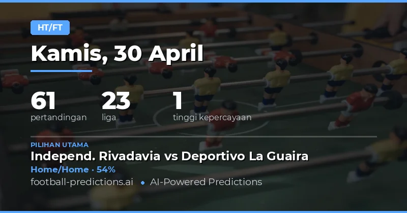 Prediksi Hasil Setengah Waktu dan Akhir Laga Hari Ini