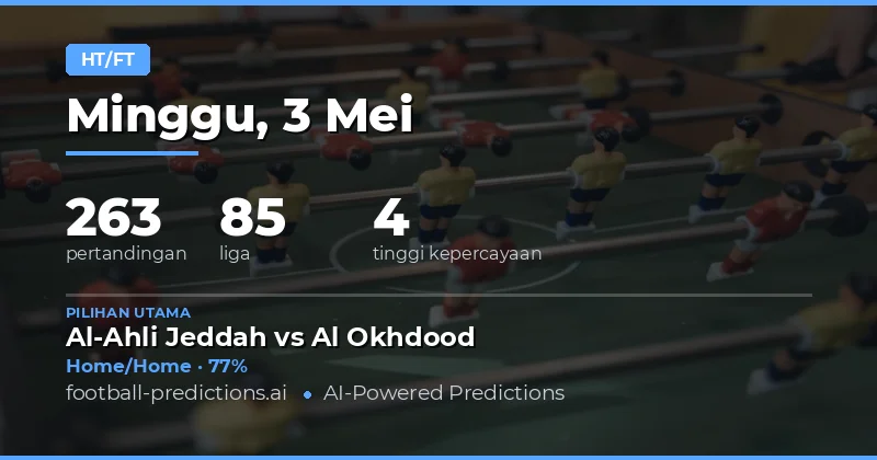 Prediksi Half Time / Full Time Terbaik 3 May 2026