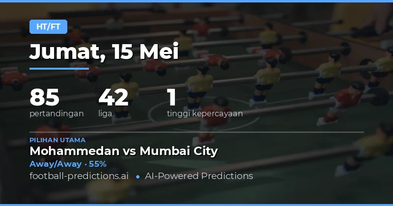 Prediksi Hasil Separuh Waktu dan Akhir Pertandingan Bola 15 Mei 2026