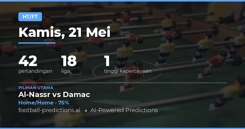 Prediksi Hasil Setengah Waktu dan Akhir Pertandingan 21 Mei 2026