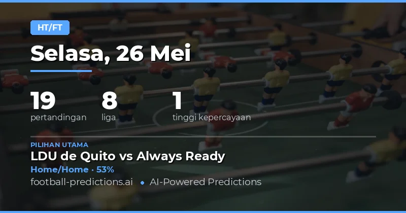 Prediksi Half Time / Full Time Terbaik untuk Pertandingan 26 Mei 2026