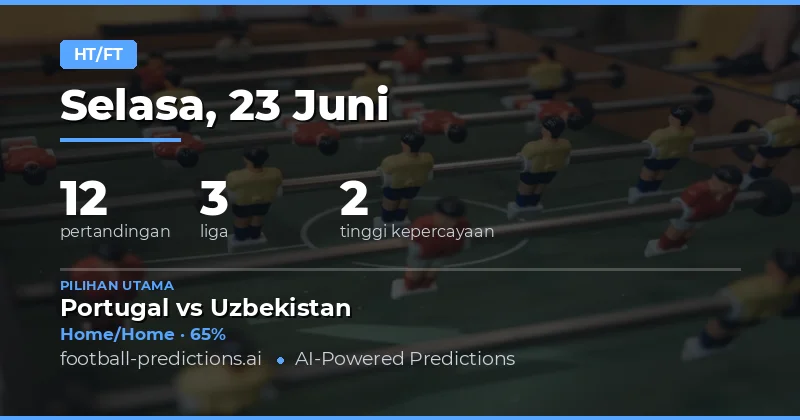 Pilihan HT/FT Terbaik untuk 23 Jun 2026