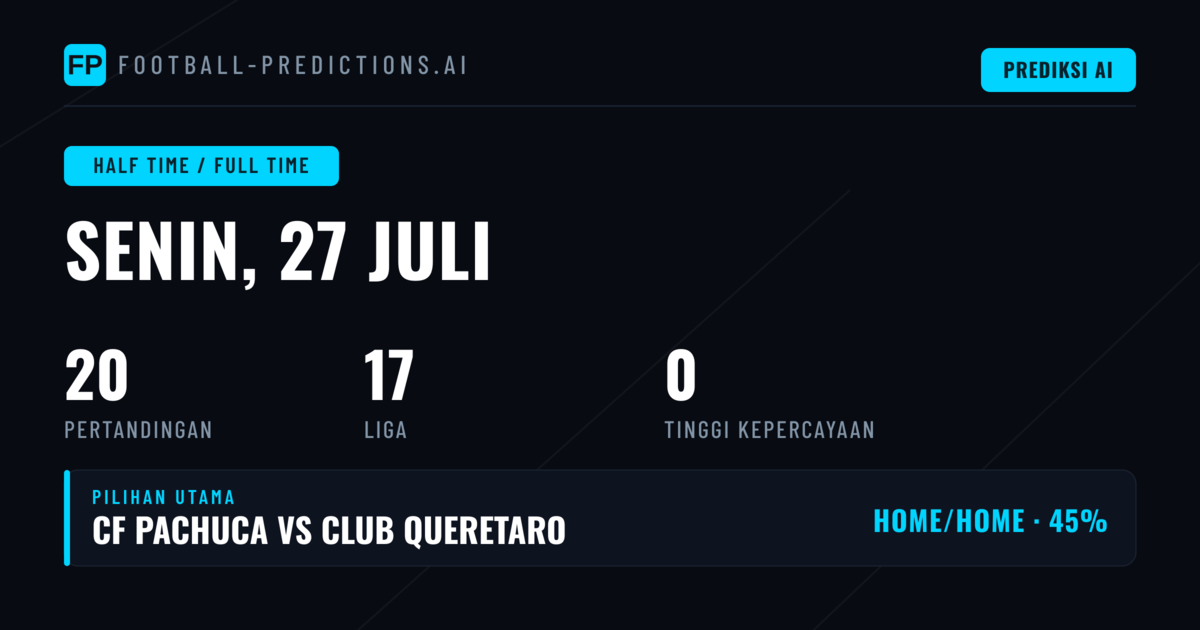 HT/FT — Prediksi & Tips Sepak Bola — Senin, 27 Juli, 2026
