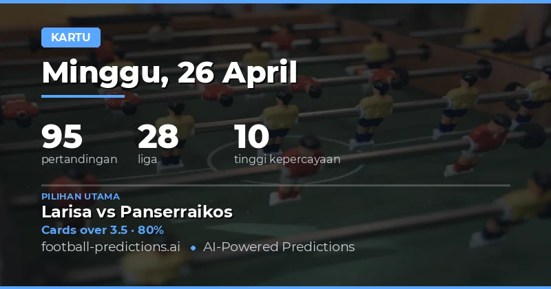 Panduan Taruhan Kartu Kuning Hari Ini: 26 Apr 2026