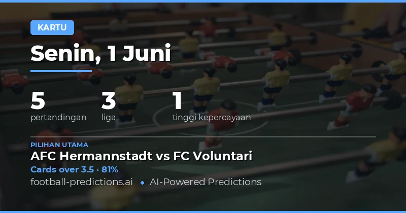Mengapa Prediksi Yellow Cards Over/Under Penting pada 1 Jun 2026