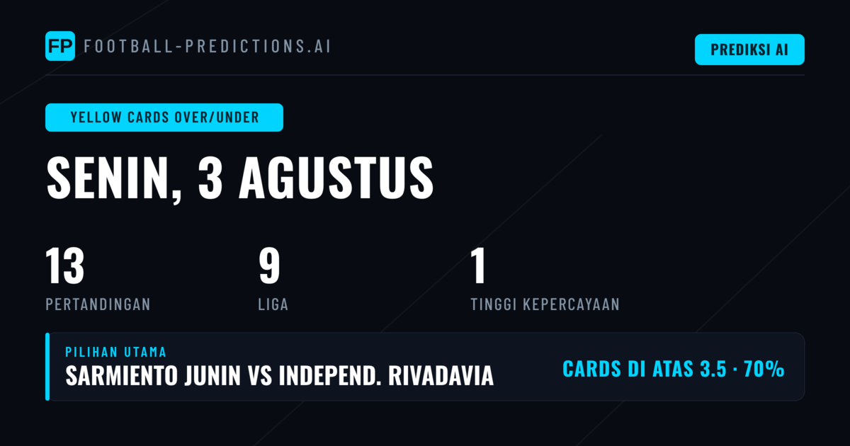 Rekomendasi O/U Kartu Kuning (3 Agt 2026)