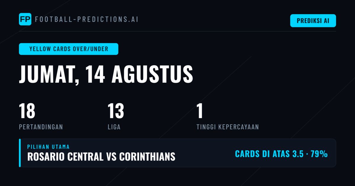Top O/U Kartu Kuning Picks untuk 14 Aug 2026