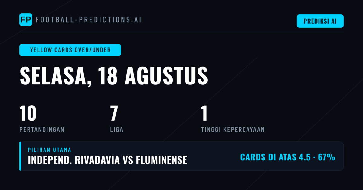 Pilihan Yellow Cards O/U Terbaik untuk 18 Aug 2026