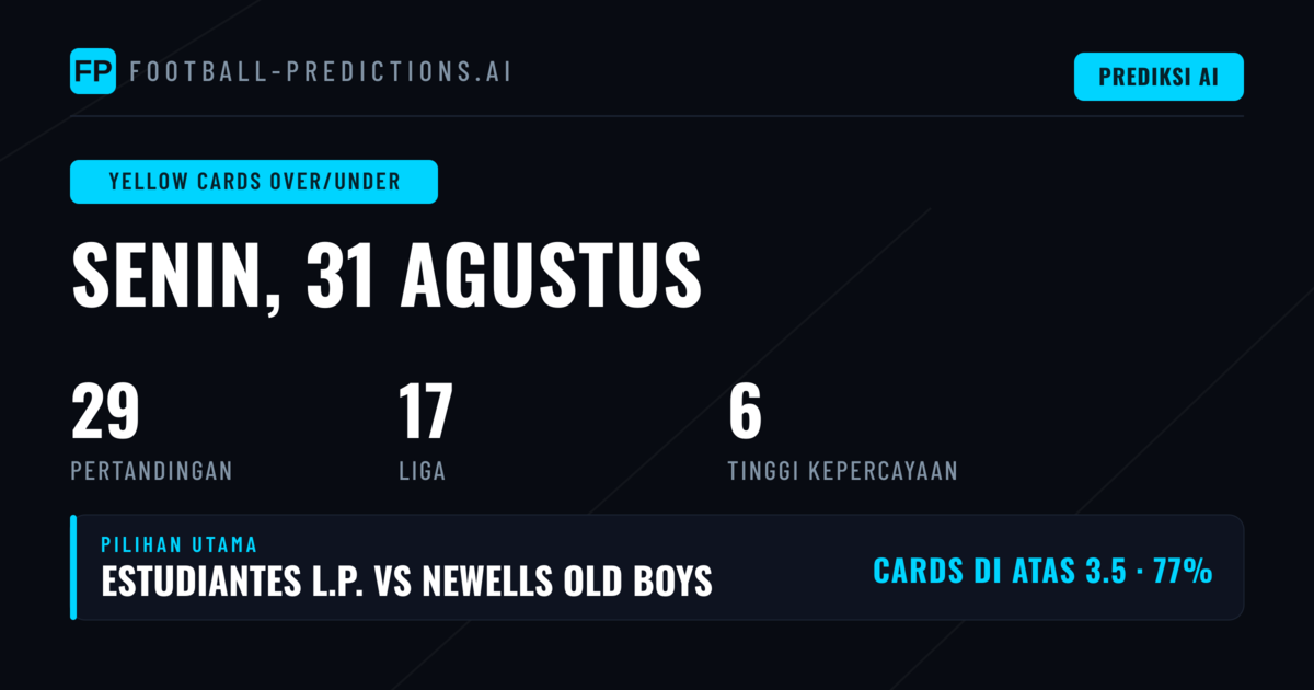 Top Yellow Cards O/U Picks untuk 31 Aug 2026
