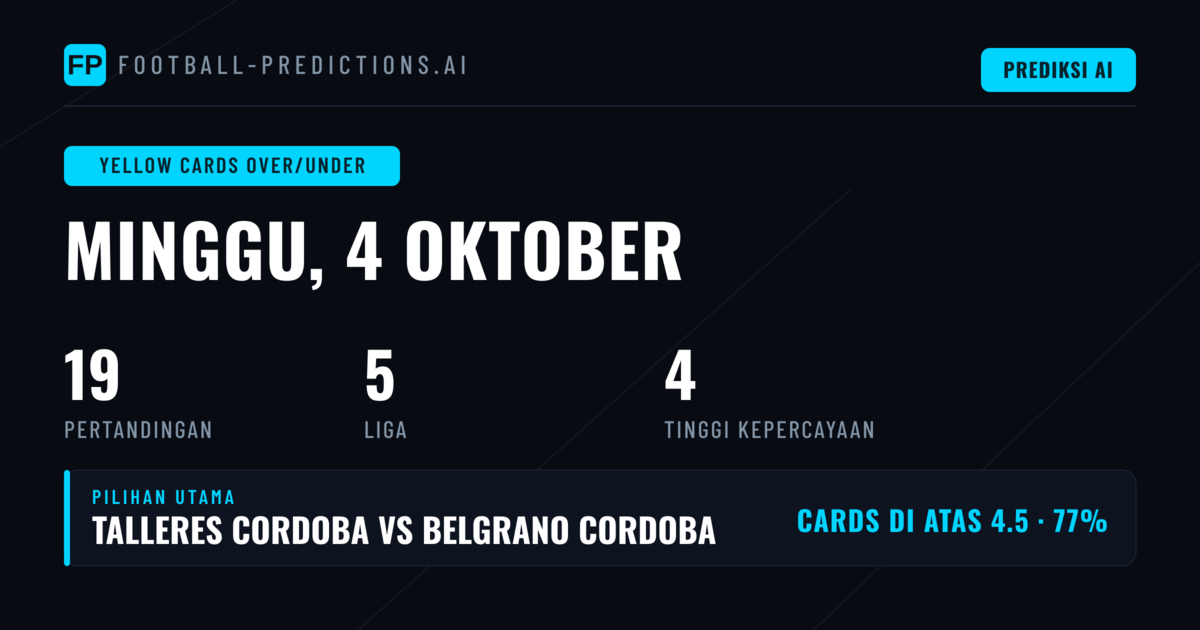 Top Yellow Cards O/U Picks 4 Oct 2026