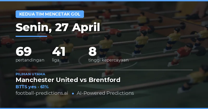 Kedua tim mencetak gol — Prediksi & Tips Sepak Bola — Senin, 27 April, 2026