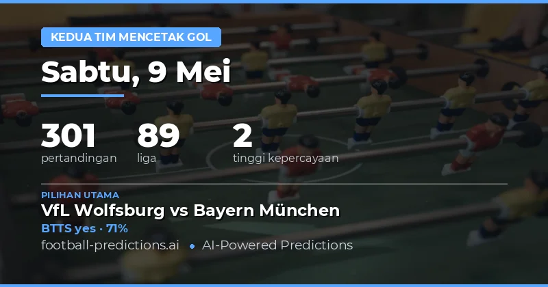 Prediksi BTTS Bola Hari Ini 9 May 2026