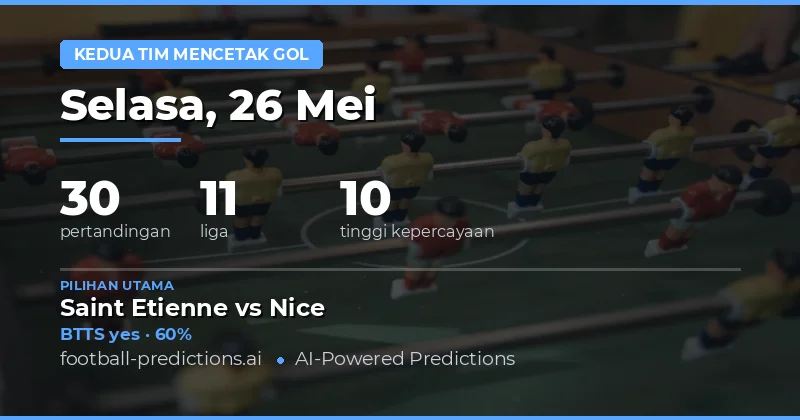 Prediksi BTTS Bola Hari Ini 26 May 2026