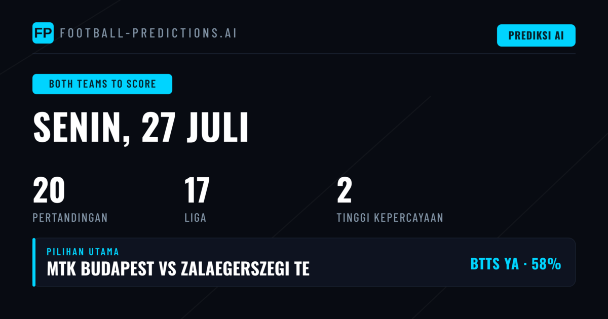 Top BTTS Picks untuk 27 Jul 2026