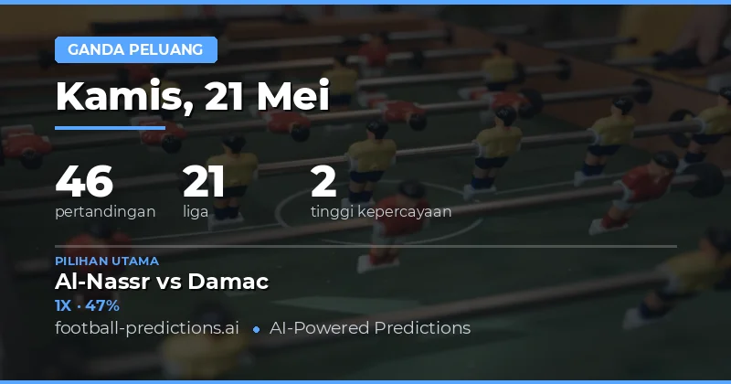 Prediksi Double Chance Bola Hari Ini 21 Mei 2026