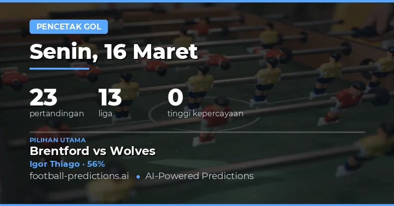 Anytime Goalscorer Predictions 16 Maret 2026